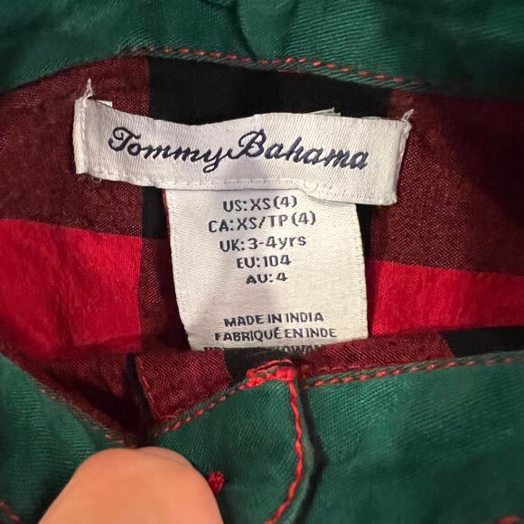 NWT Tommy Bahama Kids Red/Black Buffalo Plaid Button Up Shirt - SIZE XS (4) - Picture 4 of 6